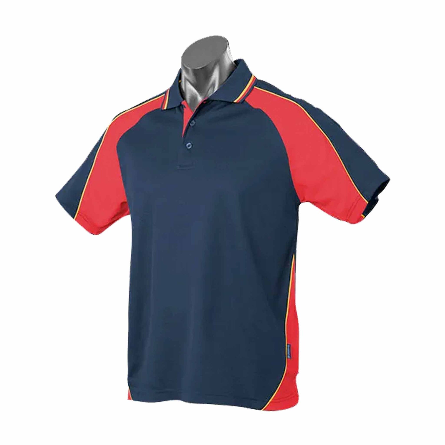 aussie pacific panorama mens polo in navy red gold