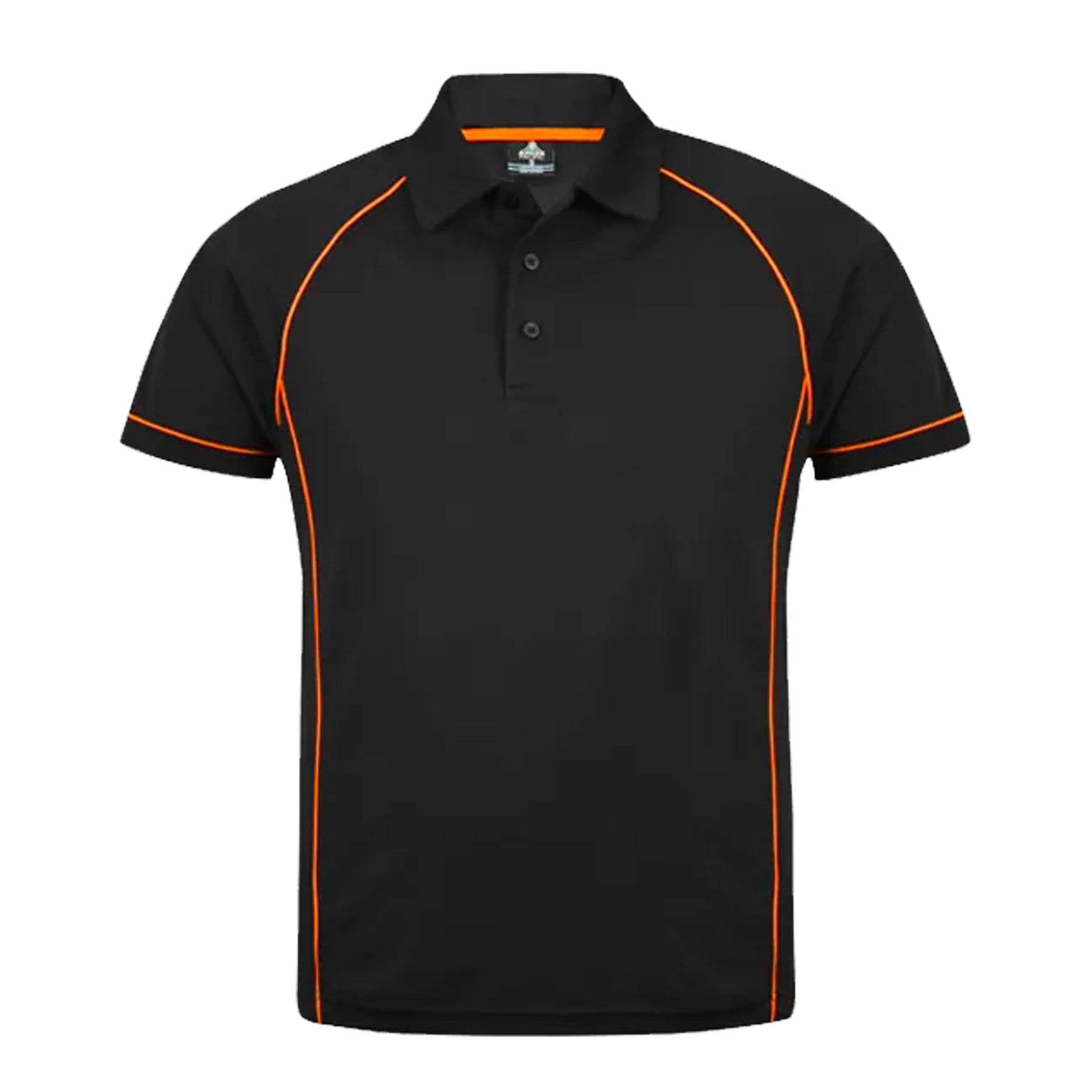aussie pacific endeavour polos in black orange