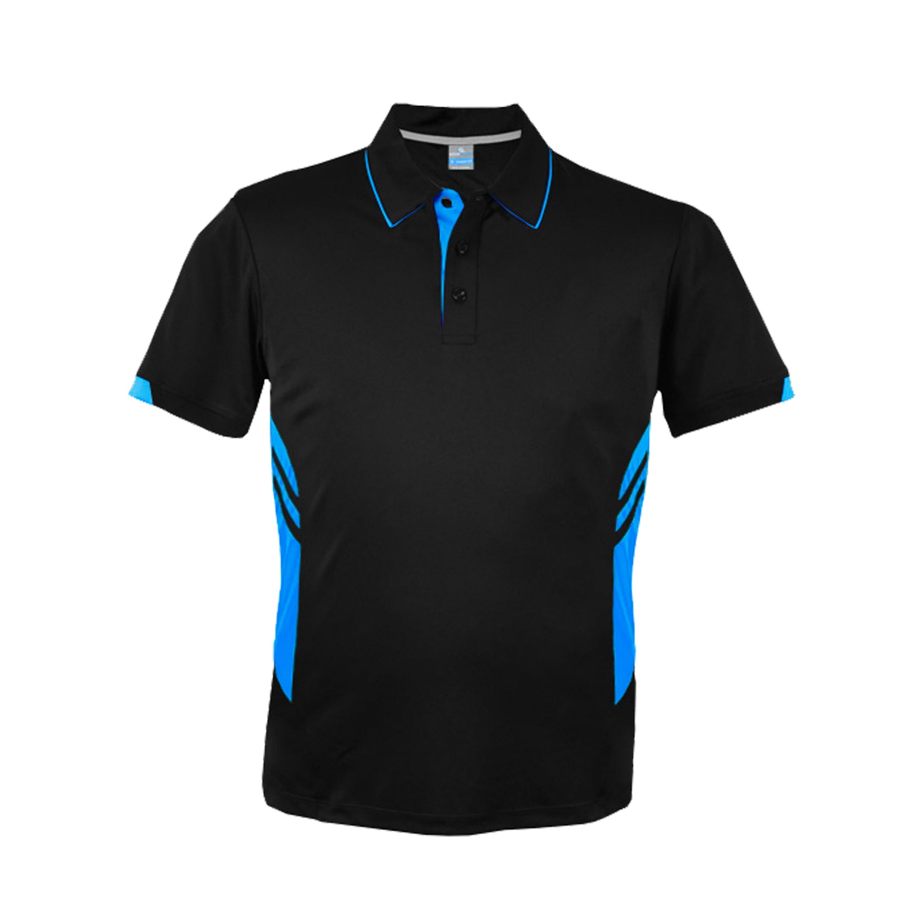 mens tasman polo in black cyan