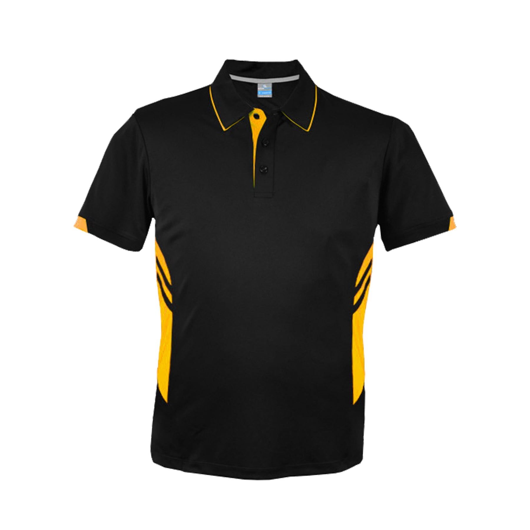 mens tasman polo in black gold