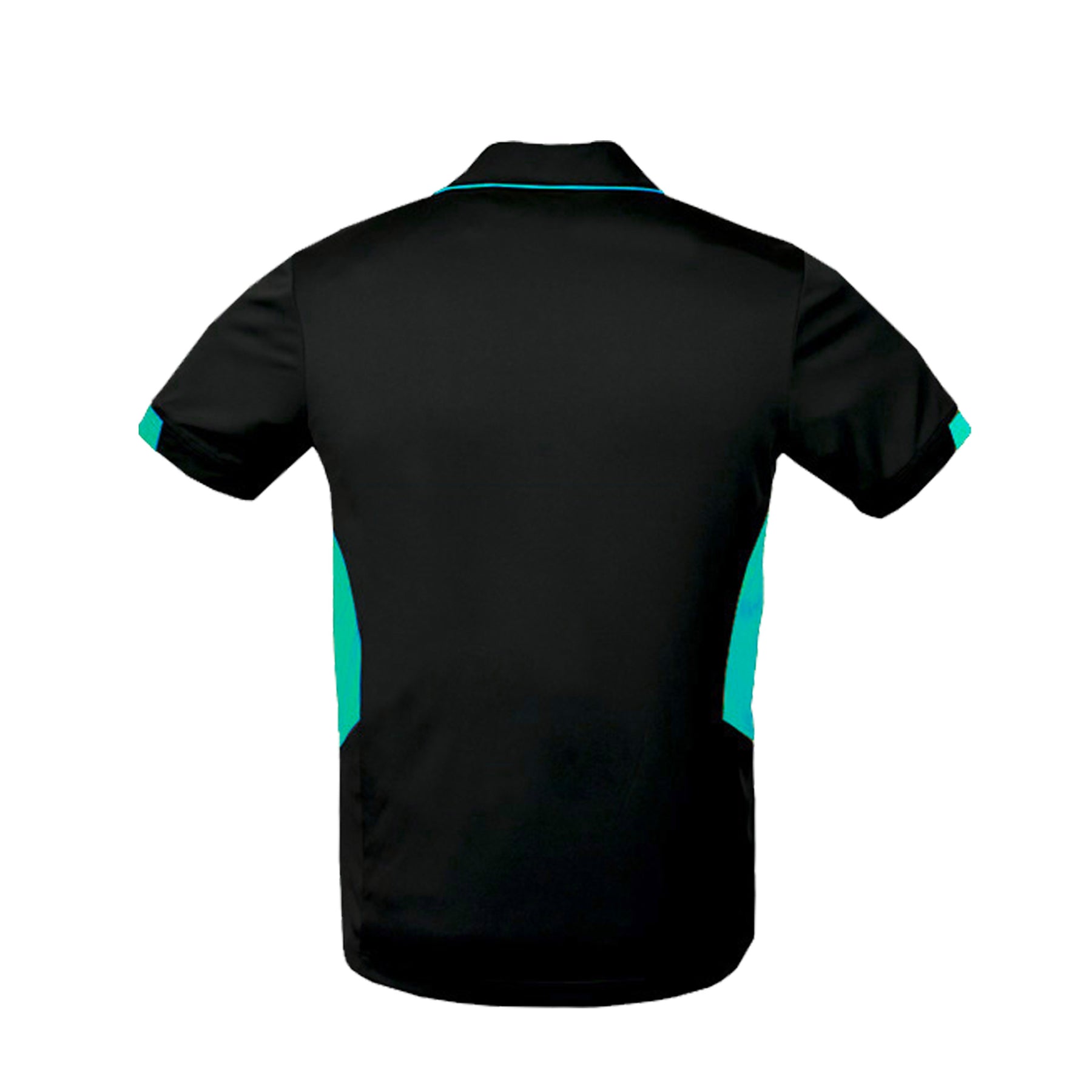 back of mens tasman polo in black teal