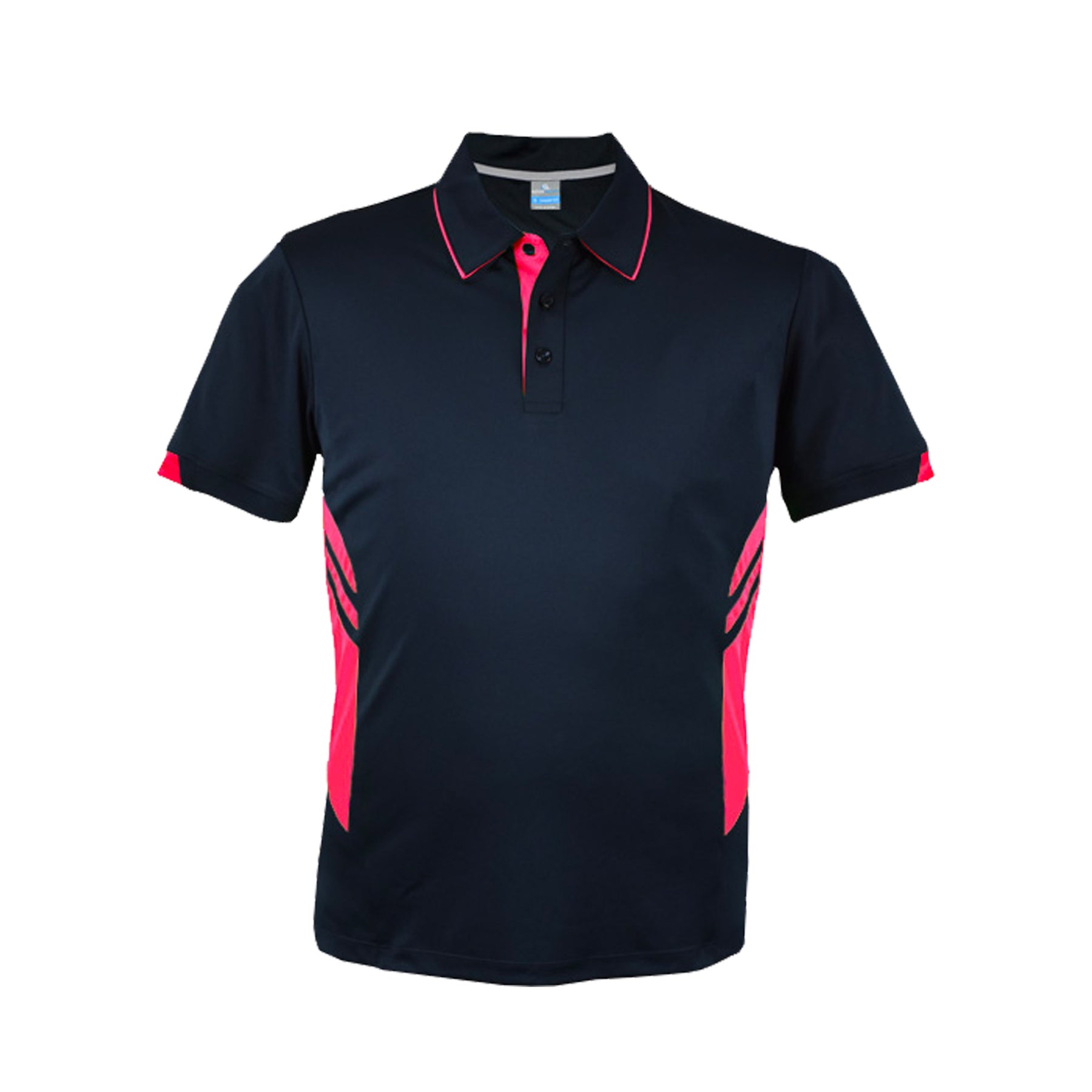 mens tasman polo in navy neon pink