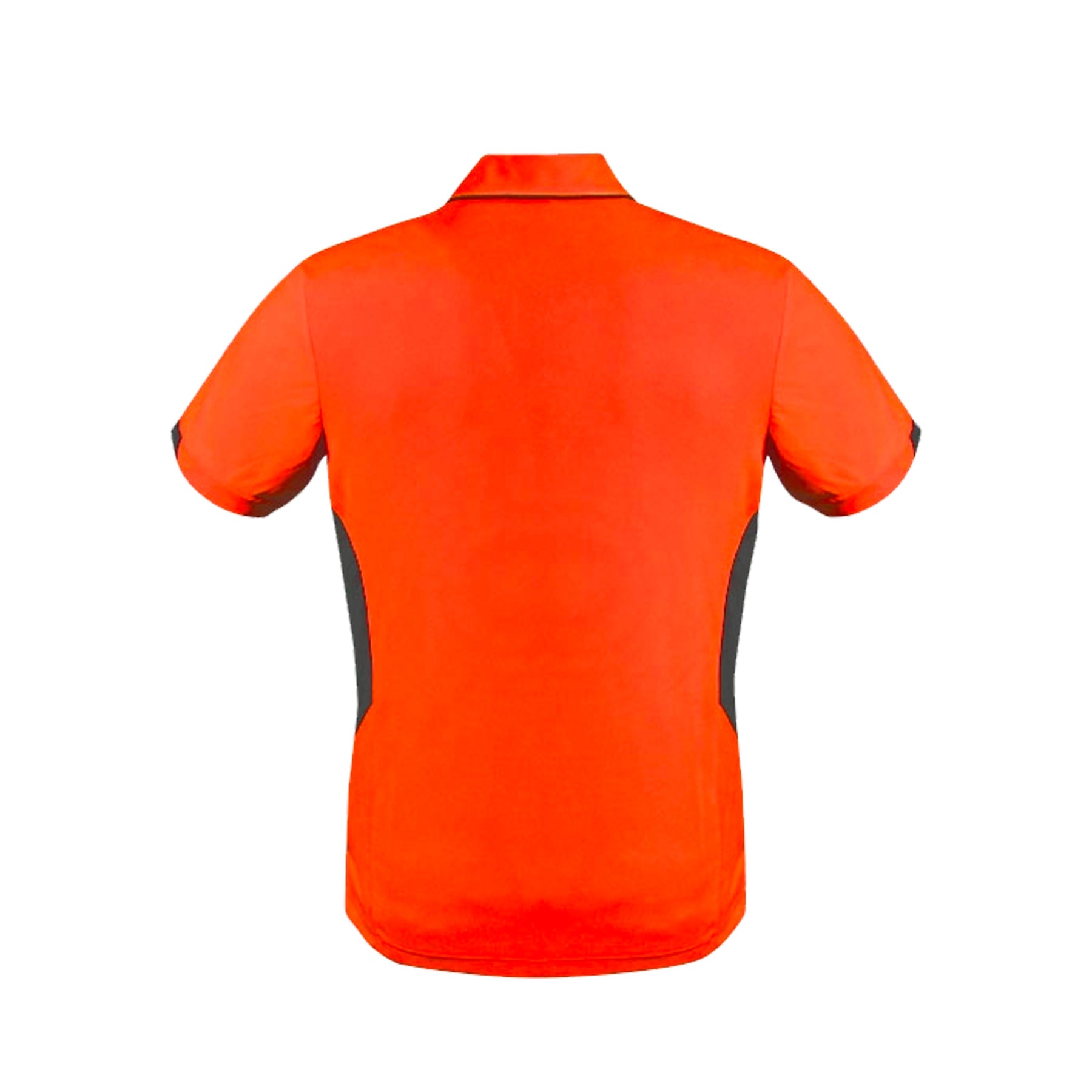 back of mens tasman polo in neon orange slate