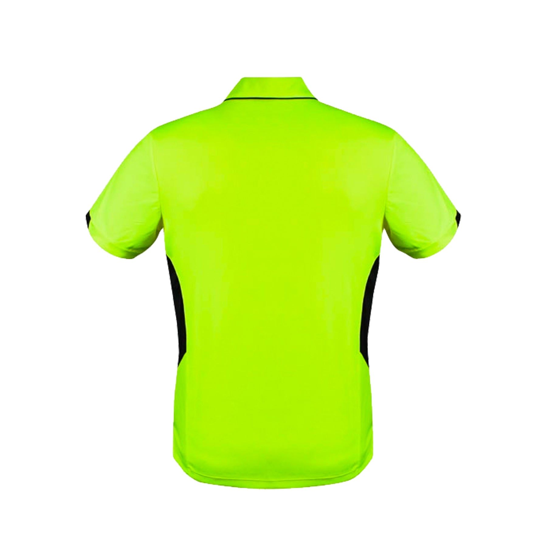 back of mens tasman polo in neon yellow black