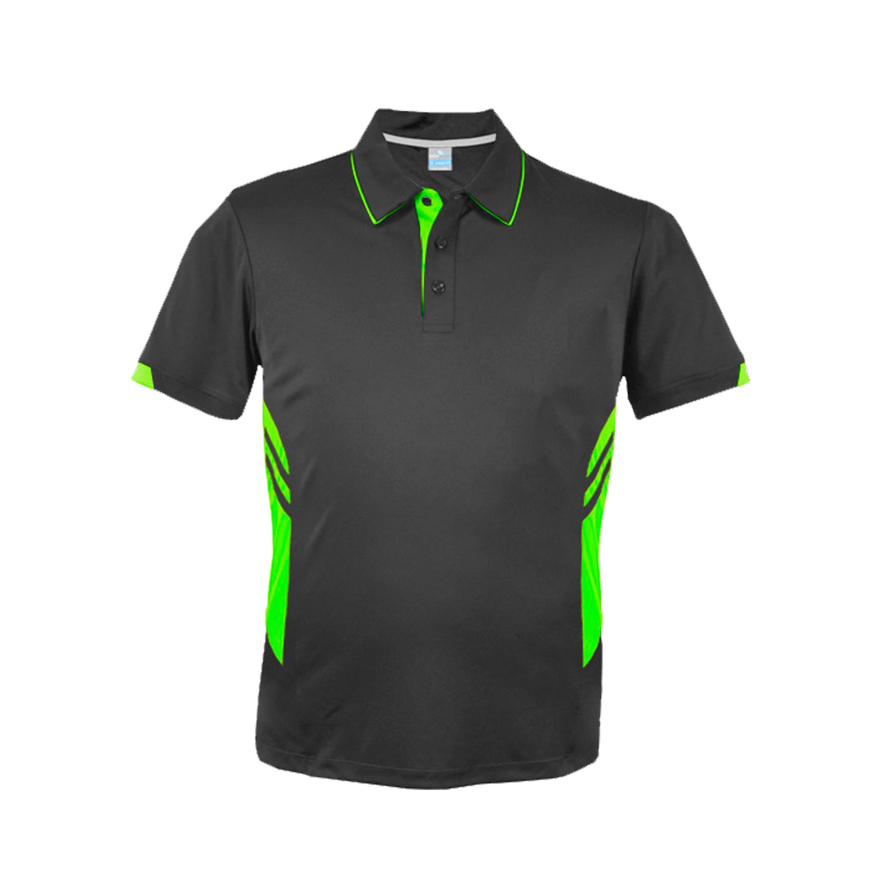 mens tasman polo in slate neon green