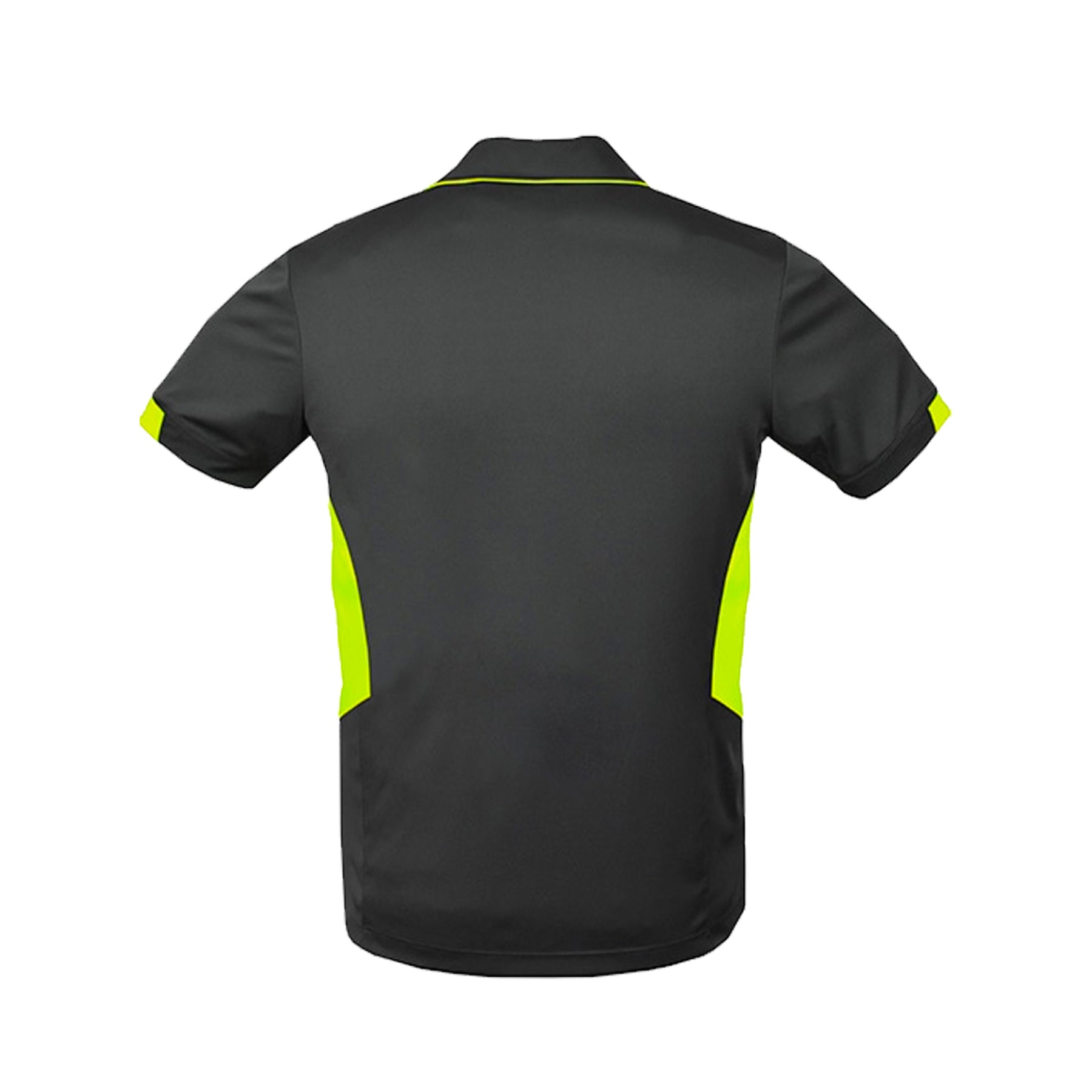 back of mens tasman polo in slate neon yellow