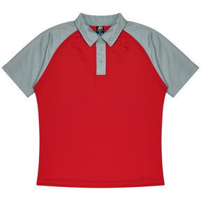 aussie pacific manly mens polo in red silver