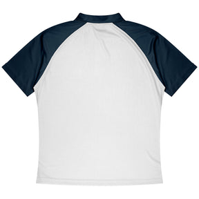 aussie pacific manly mens polo in white navy