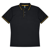 aussie pacific cottesloe mens polo in black gold