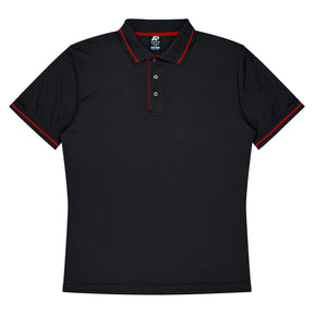 aussie pacific cottesloe mens polo in black red
