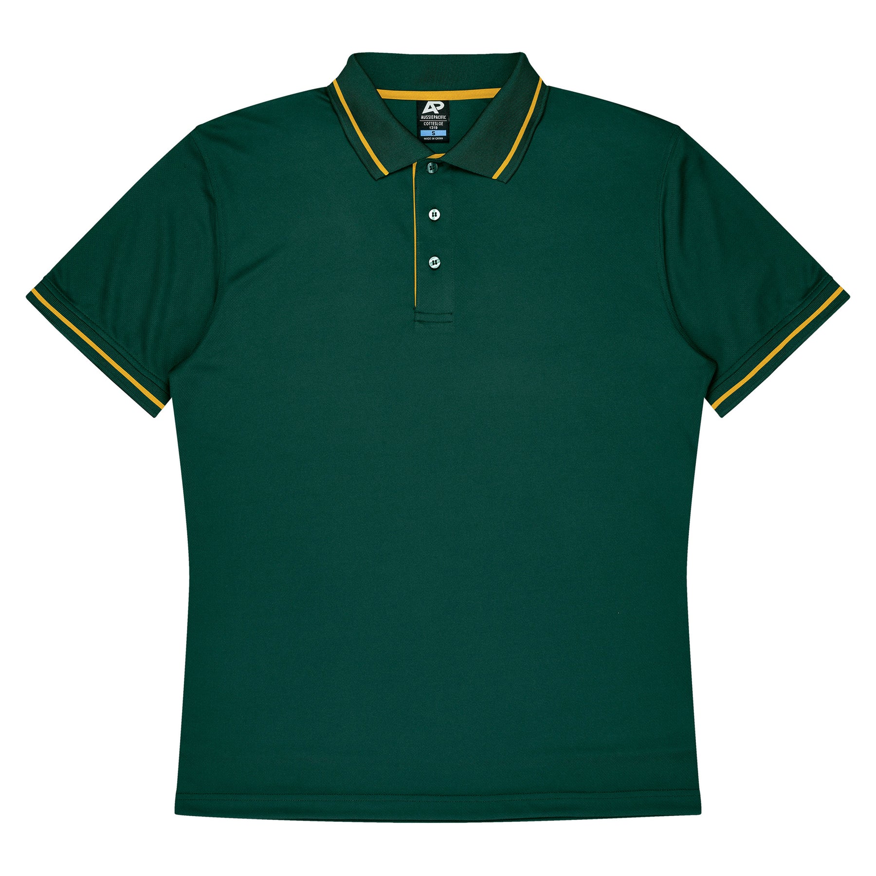 aussie pacific cottesloe mens polo in bottle gold