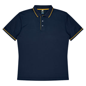 aussie pacific cottesloe mens polo in navy gold