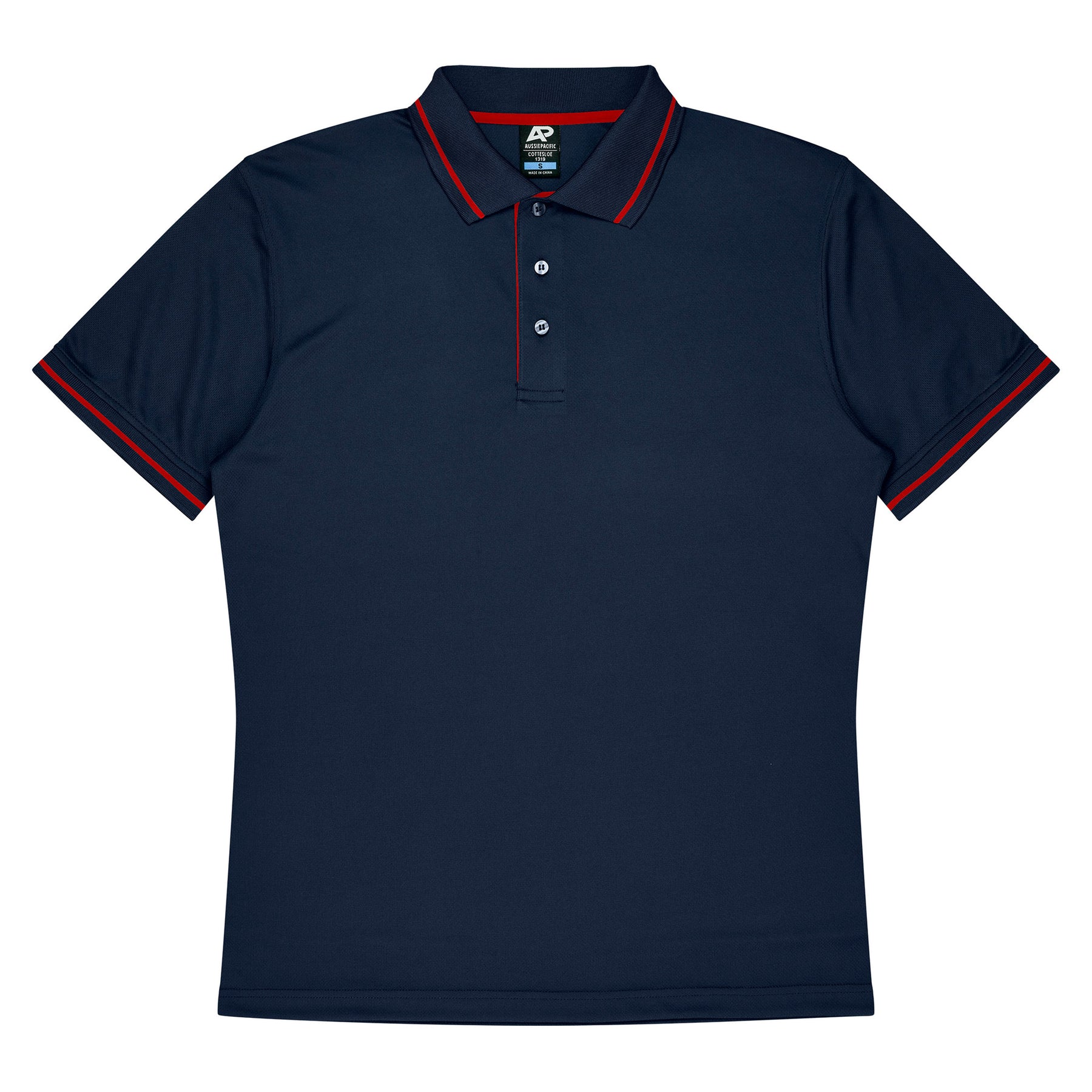 aussie pacific cottesloe mens polo in navy red