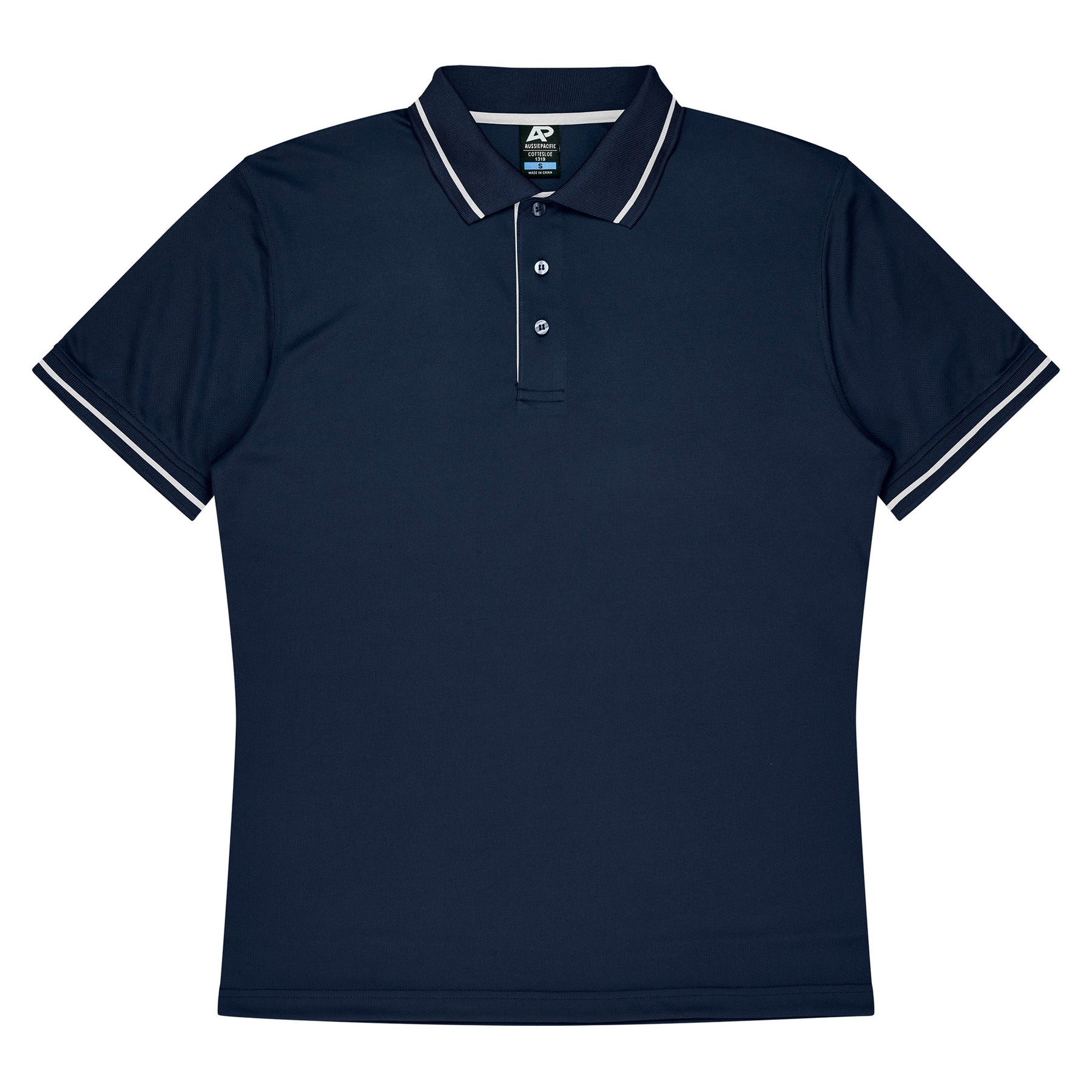 aussie pacific cottesloe mens polo in navy white