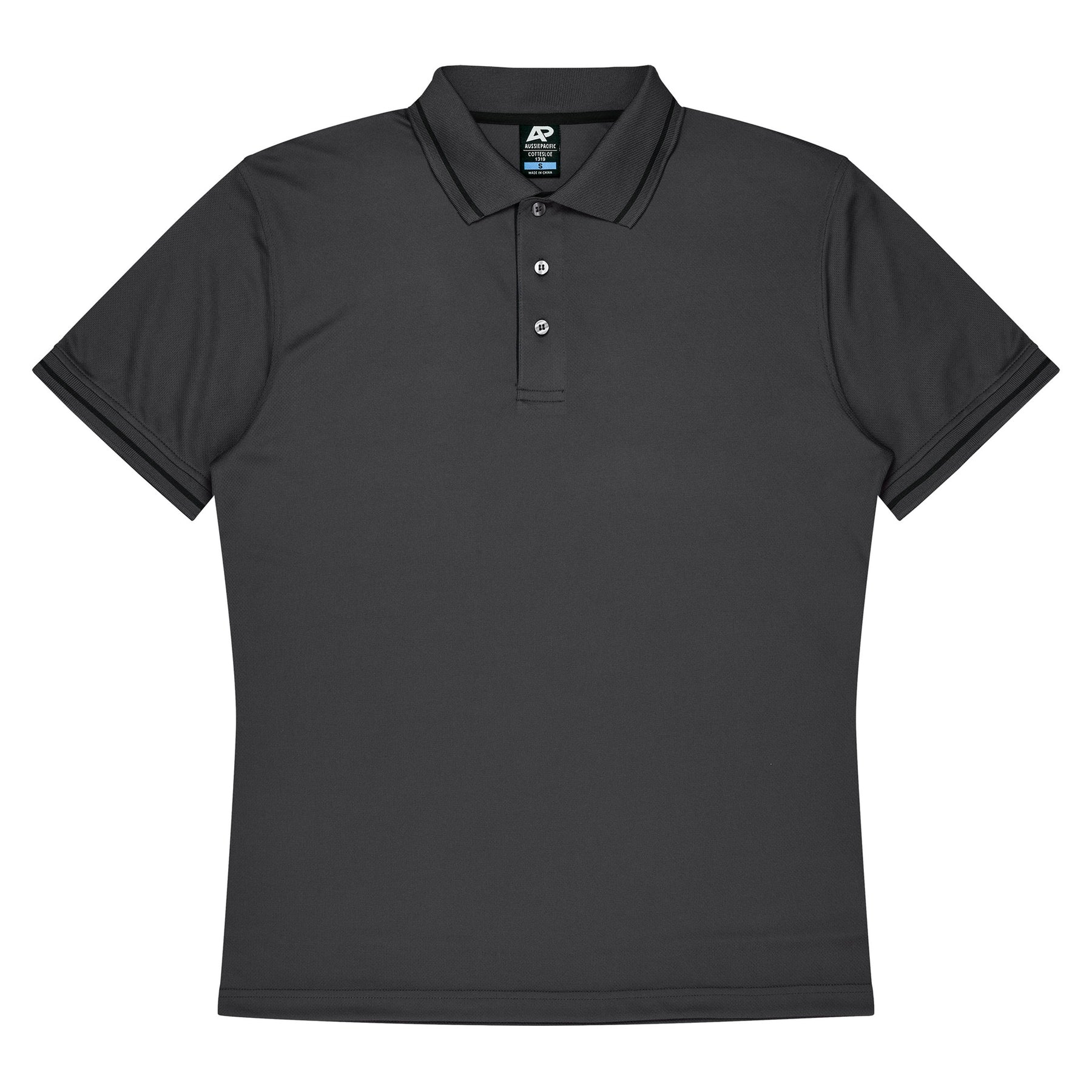 aussie pacific cottesloe mens polo in slate black