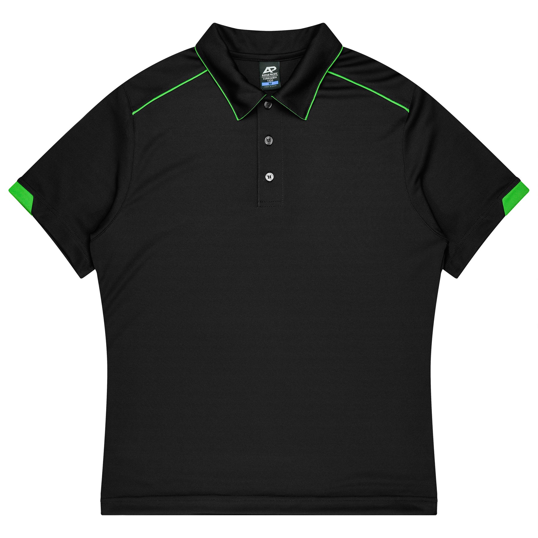 aussie pacific currumbin mens polos in black kawa green