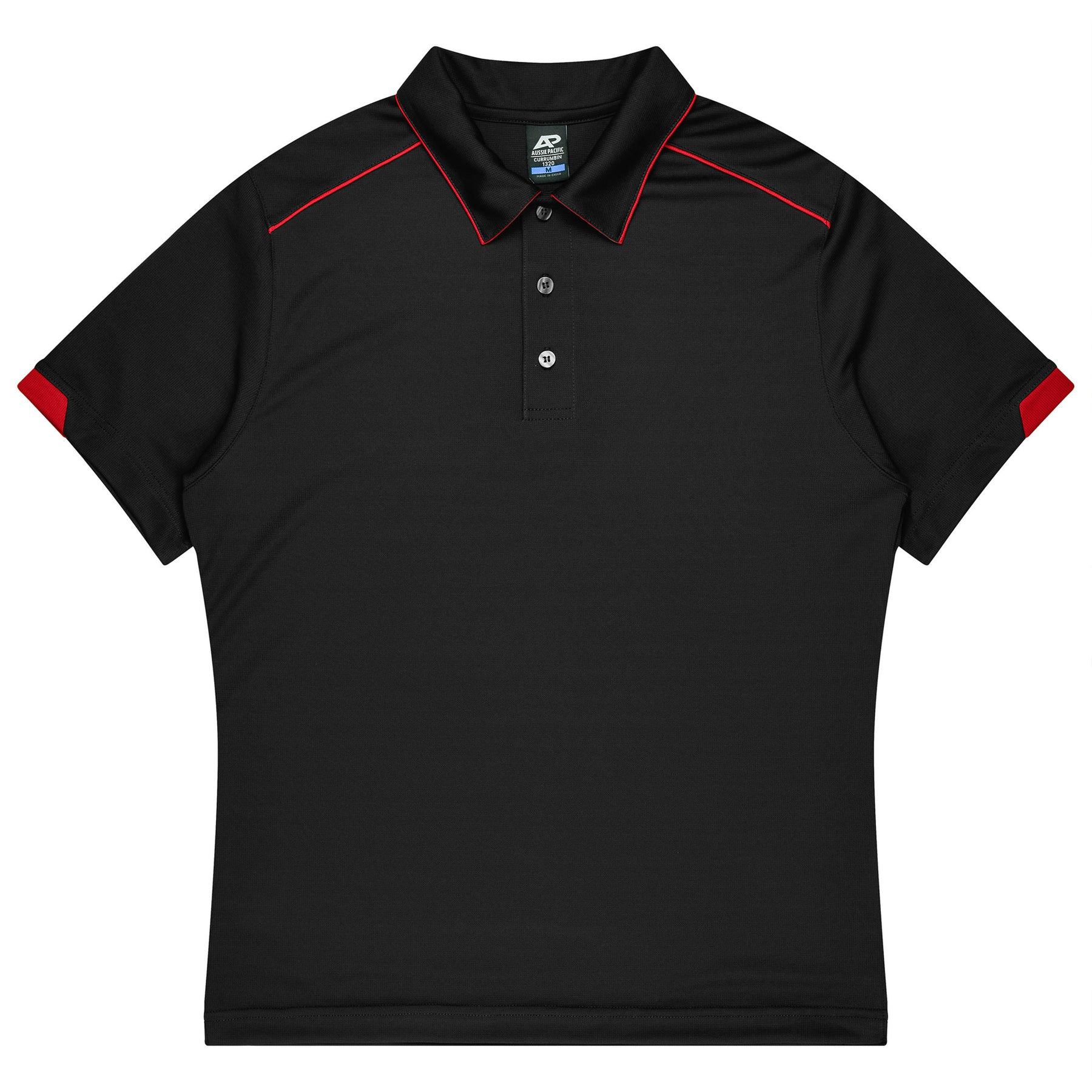 aussie pacific currumbin mens polos in black red