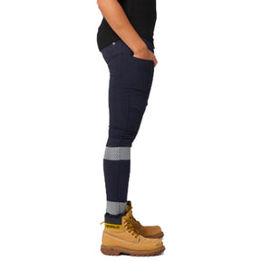 cat workwear womens stretch legging in navy with tape