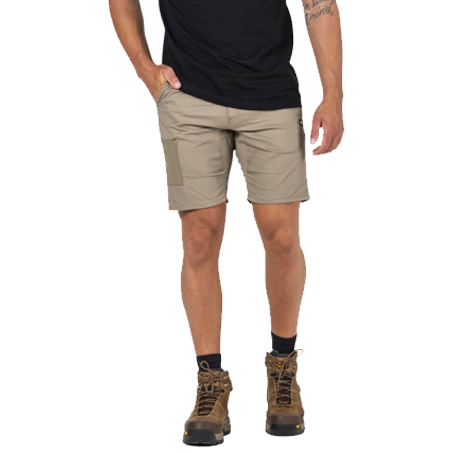 cat workwear machine short in khaki