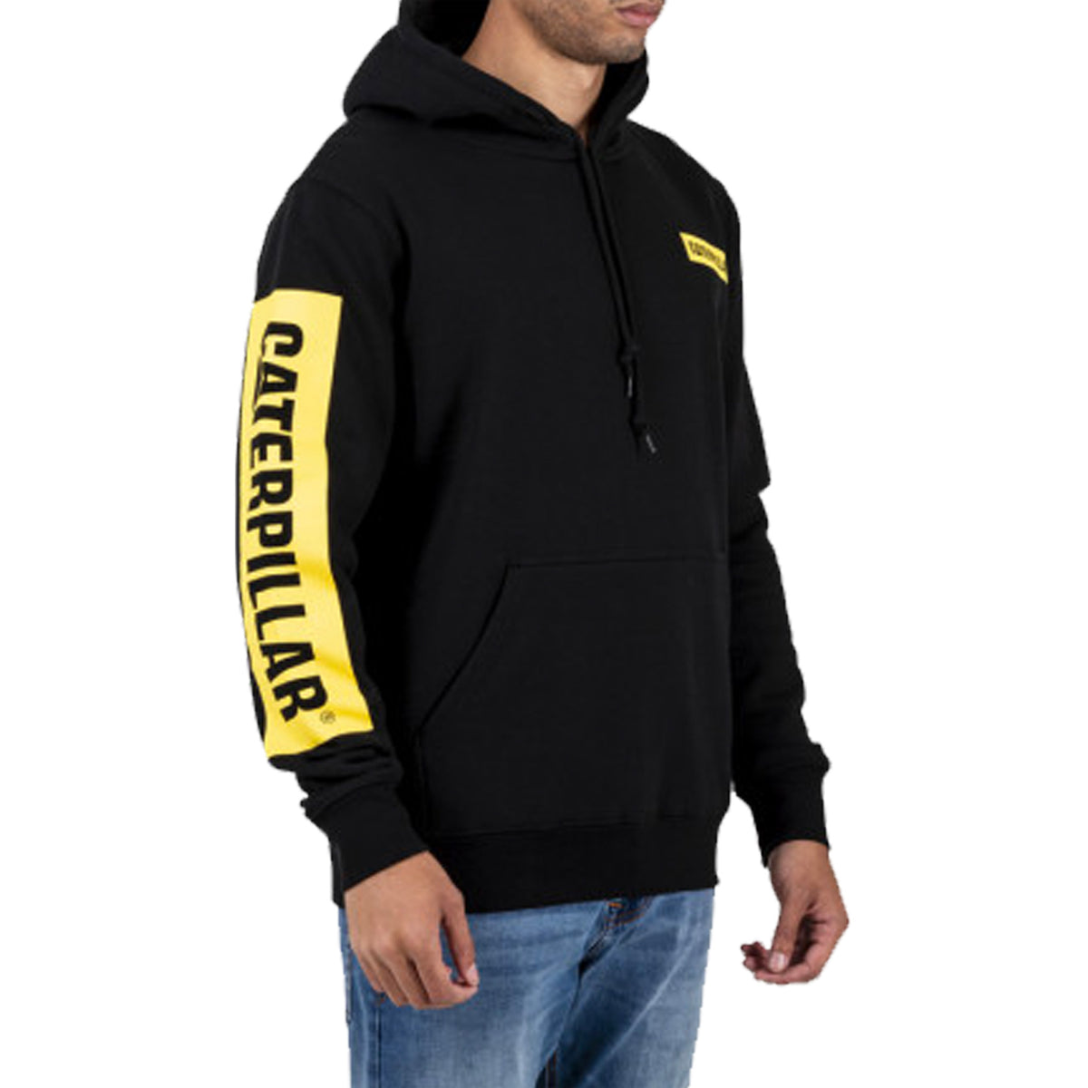 cat workwear triton block hoodie in black yellow