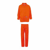 orange waterproof jacket and pants
