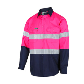 hi vis lightweight taped shirt in pink navy