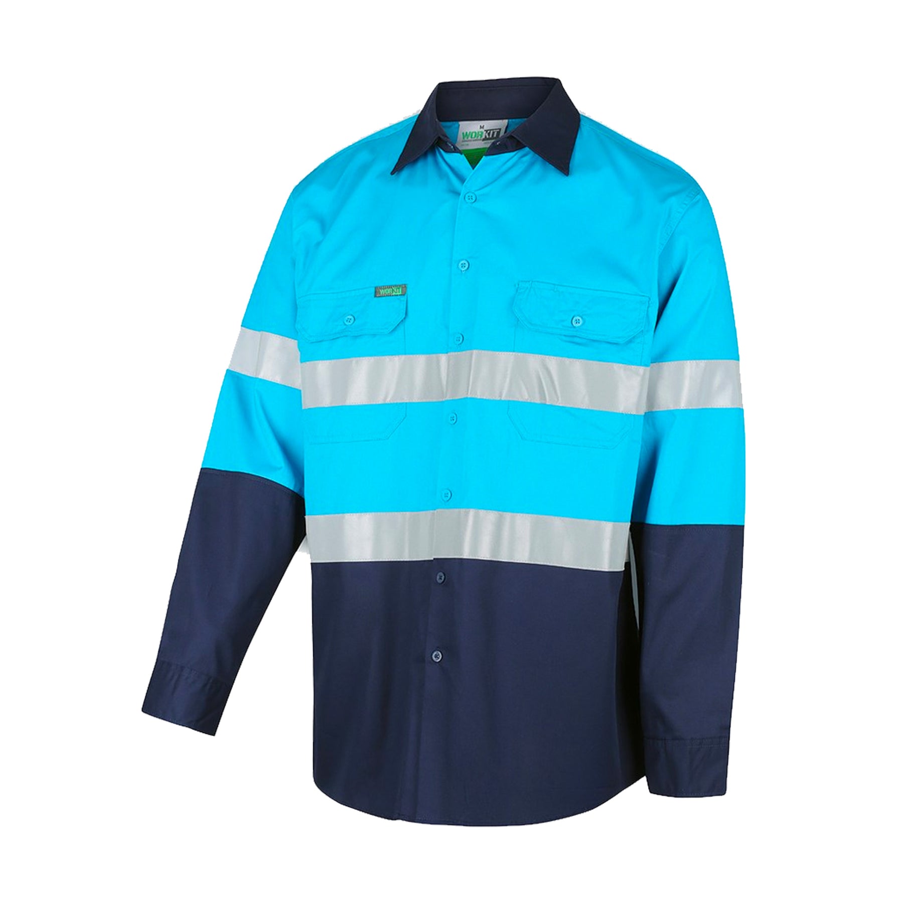 hi vis lightweight taped shirt in sky blue navy