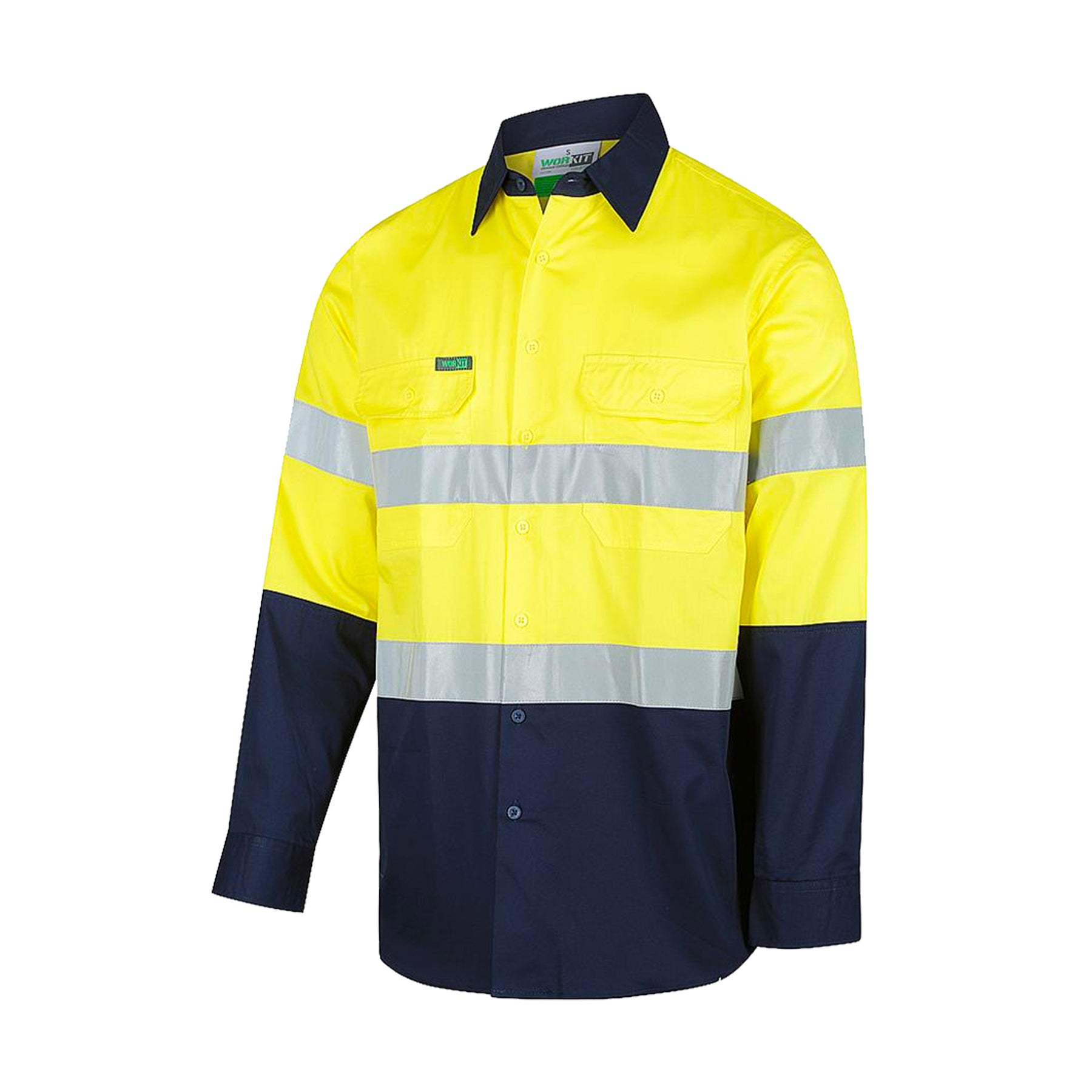 hi vis lightweight taped shirt in yellow navy