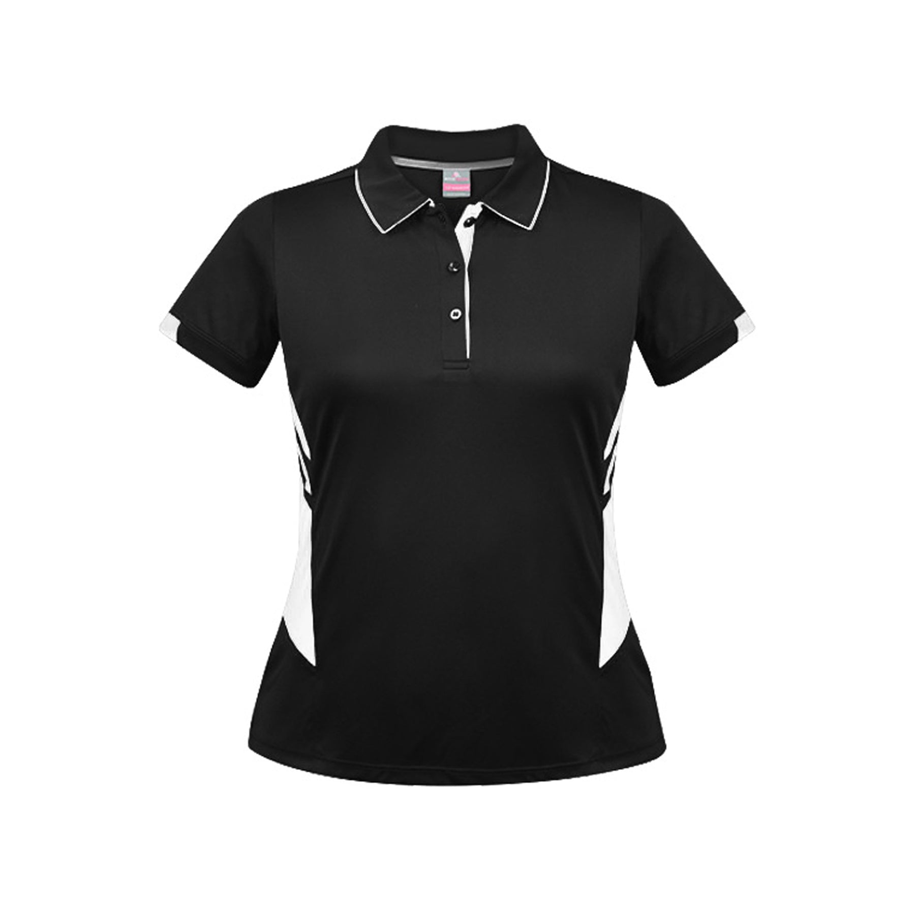 tasman ladies polos in black white