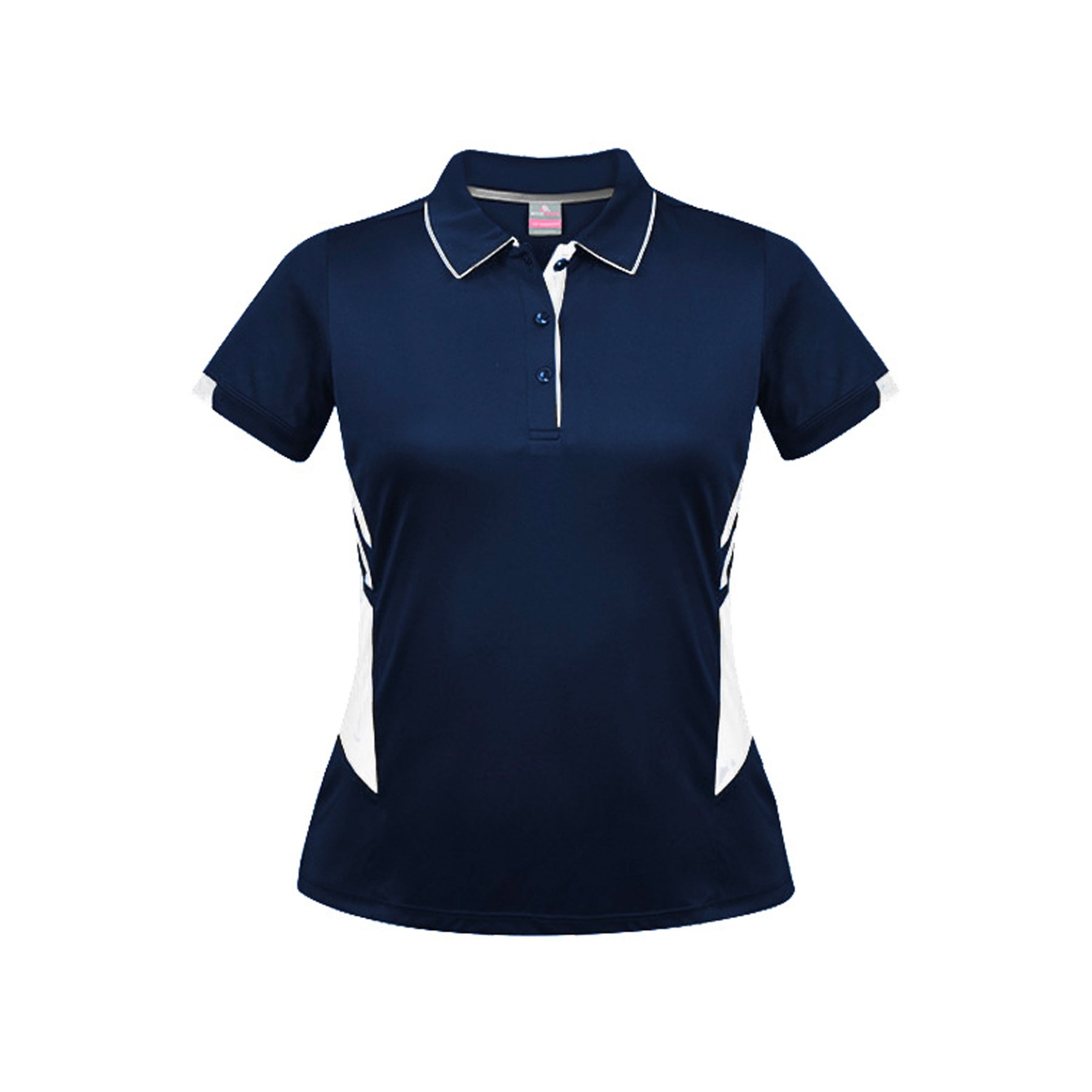 ladies tasman polo in navy white