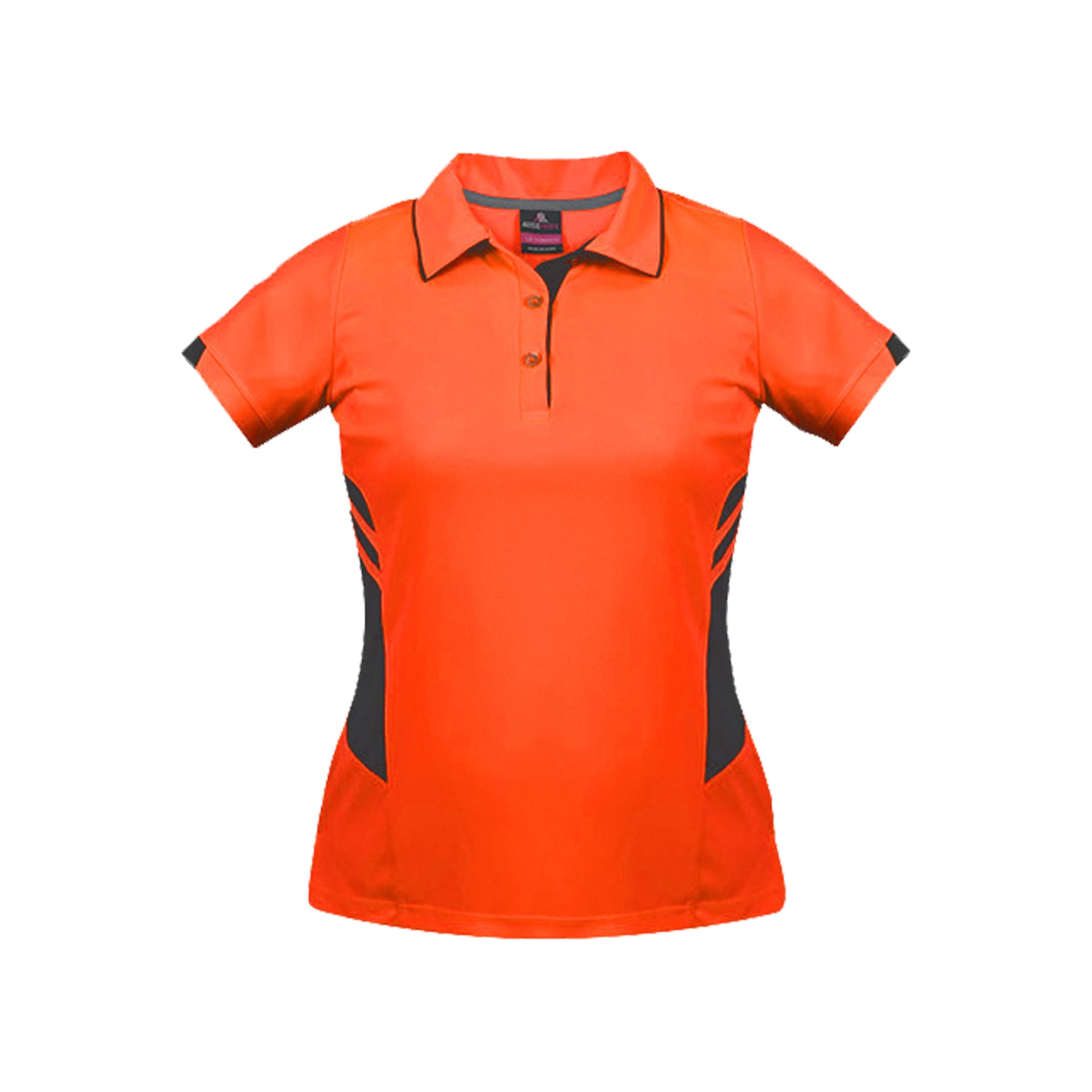 ladies tasman polo in neon orange slate