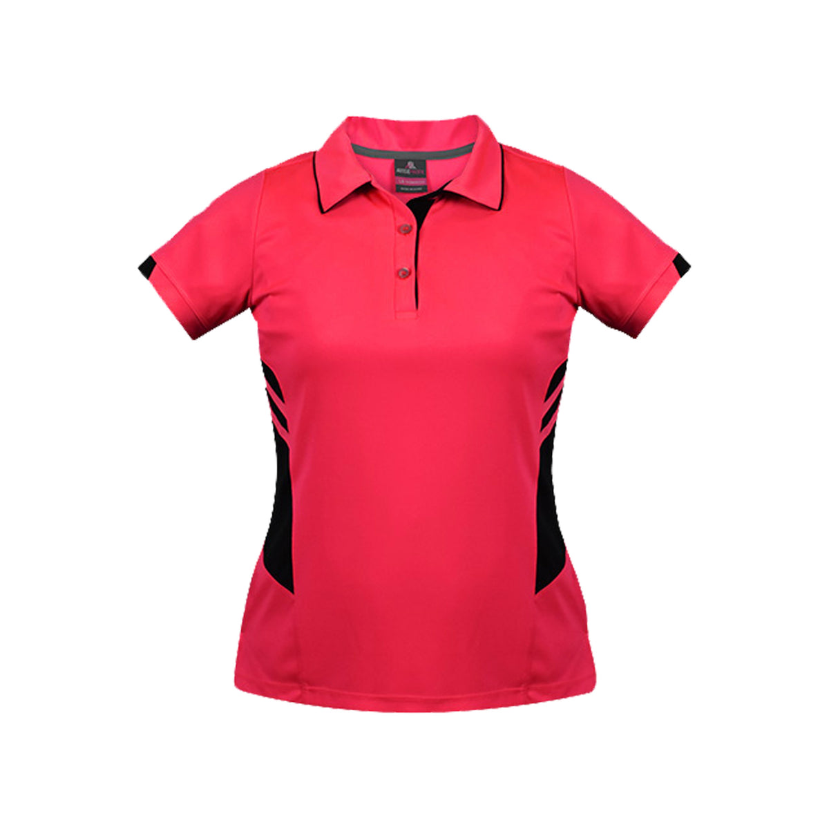 ladies tasman polo in neon pink black