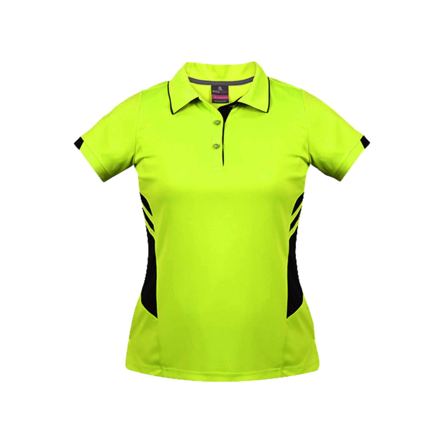 ladies tasman polo in neon yellow black