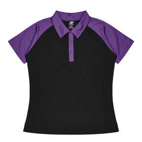 manly ladies polo in black electric purple
