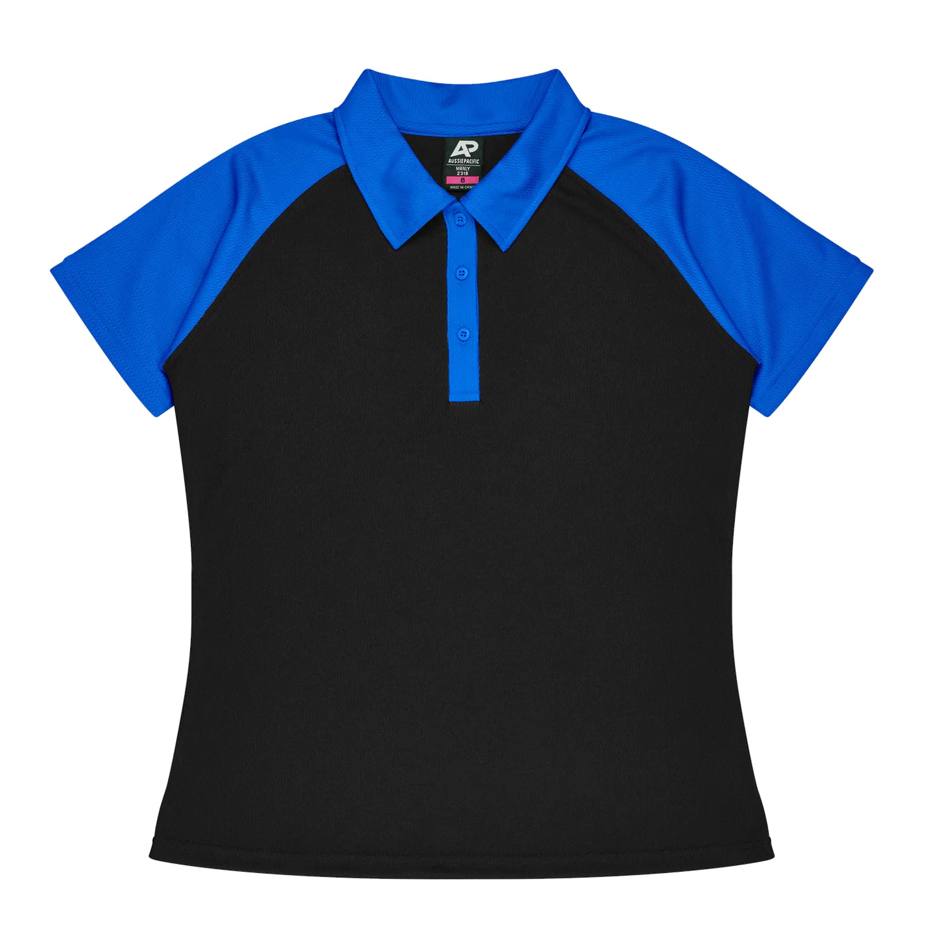 manly ladies polo in black electric royal