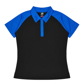 manly ladies polo in black electric royal