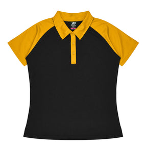 manly ladies polo in black gold