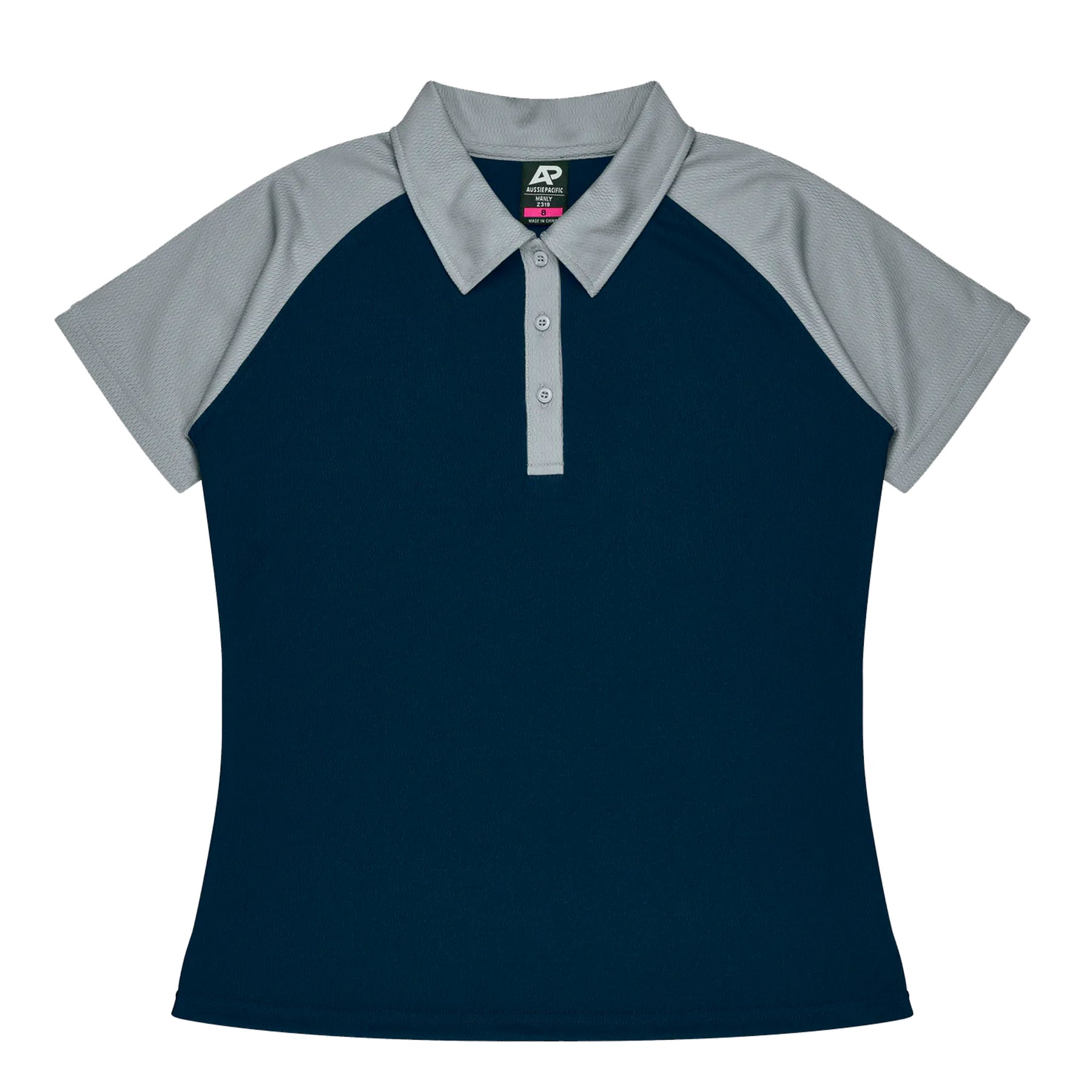 manly ladies polo in navy silver