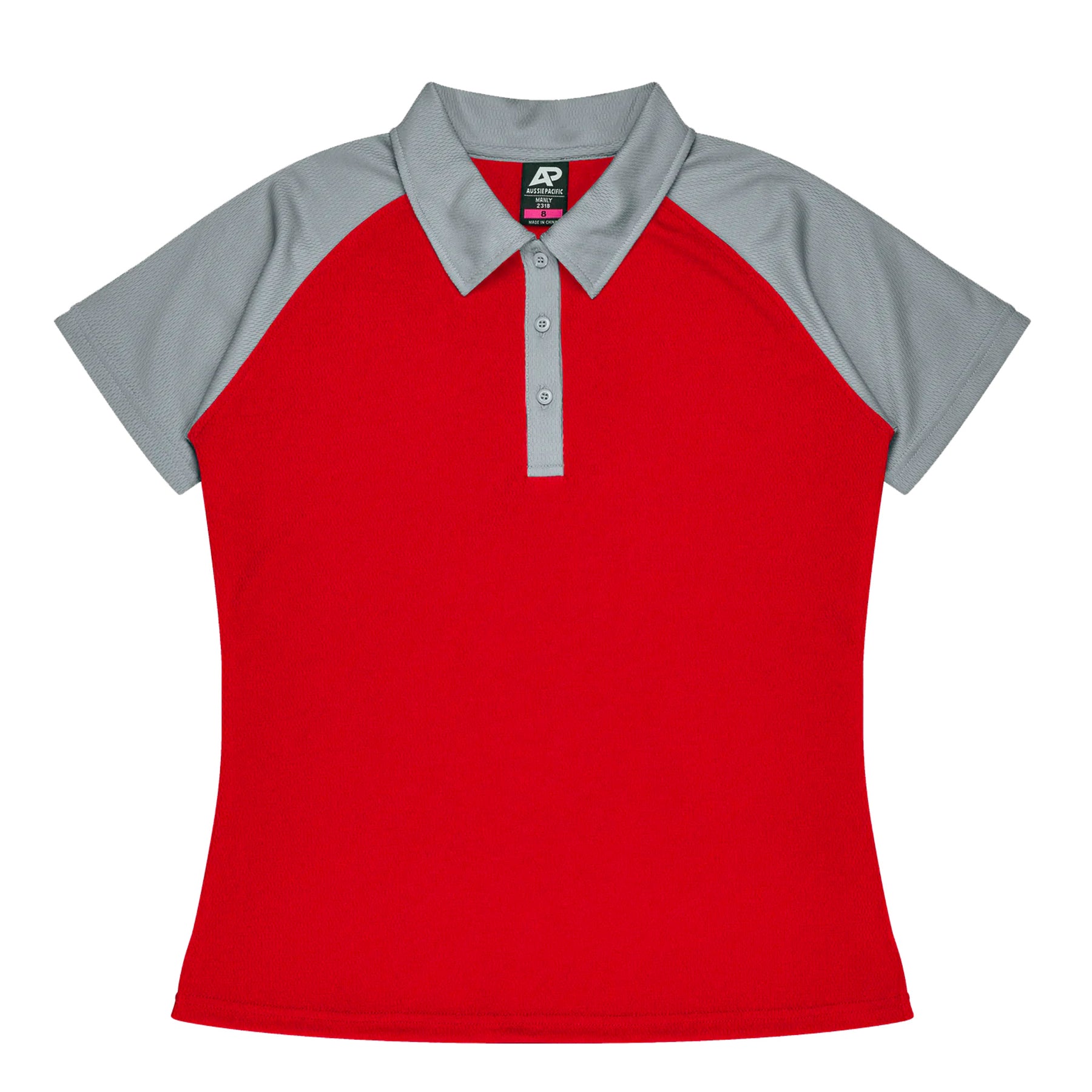 manly ladies polo in red silver