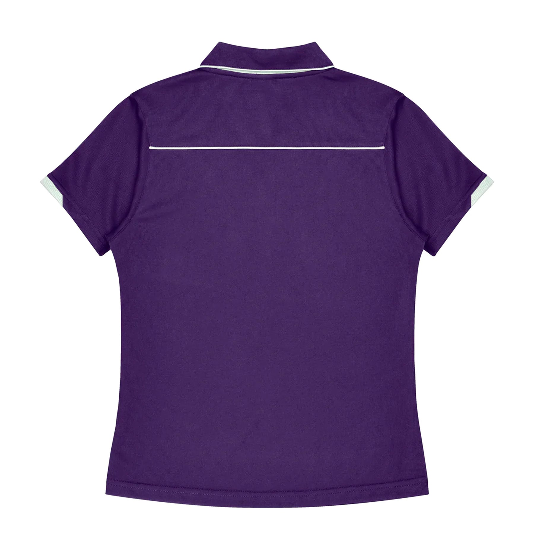 currumbin ladies polo in purple white