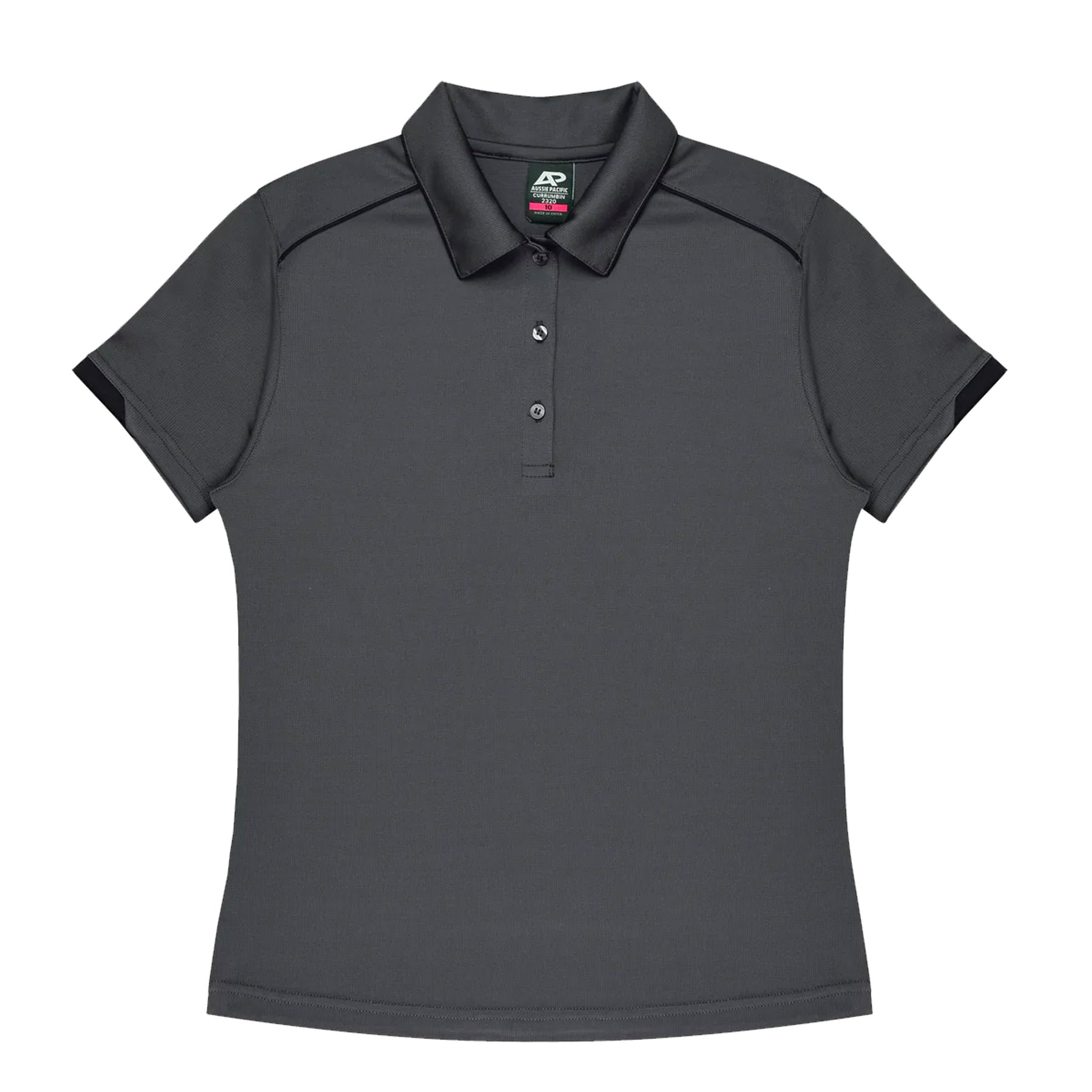 currumbin ladies polo in slate black