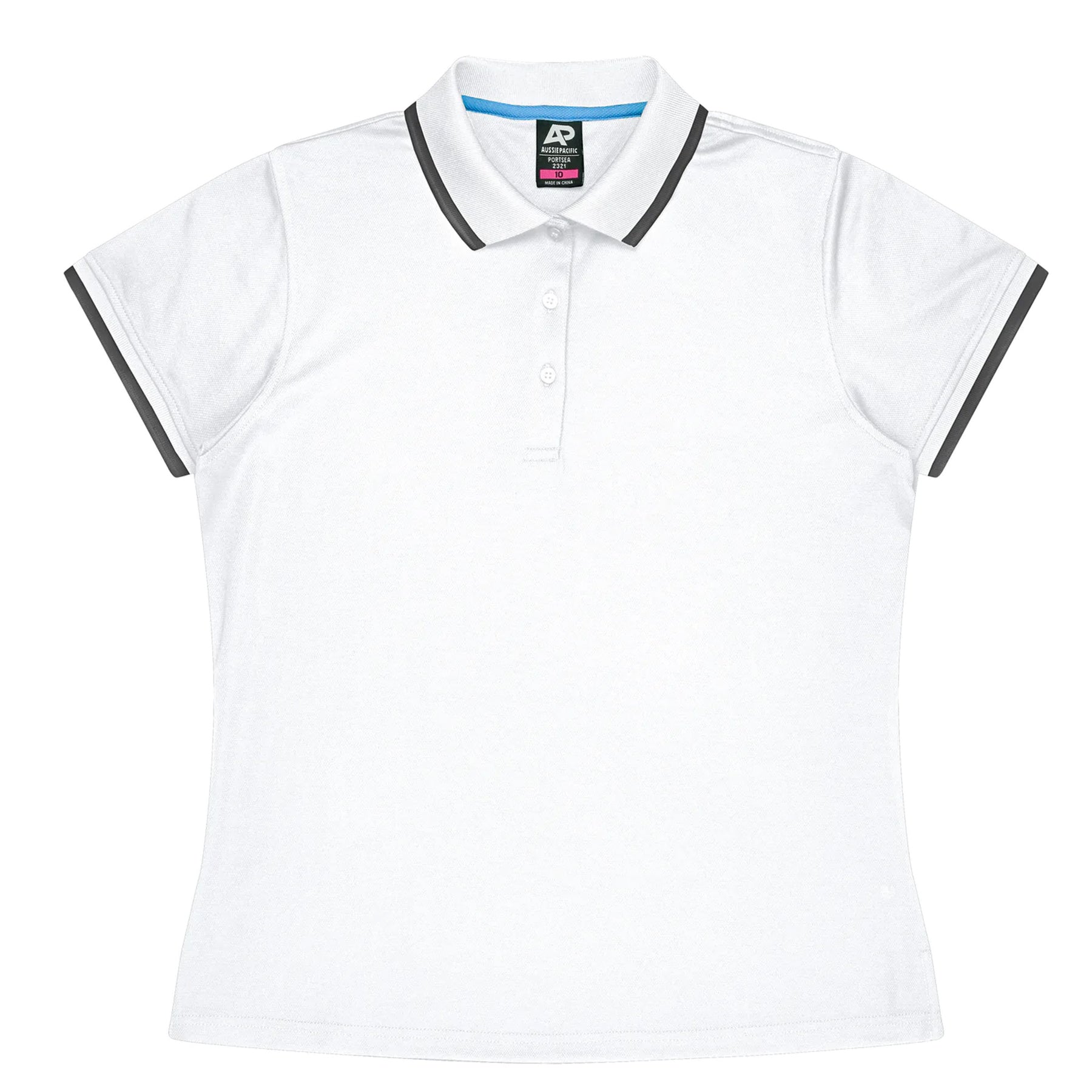 aussie pacific portsea ladies polo in white slate