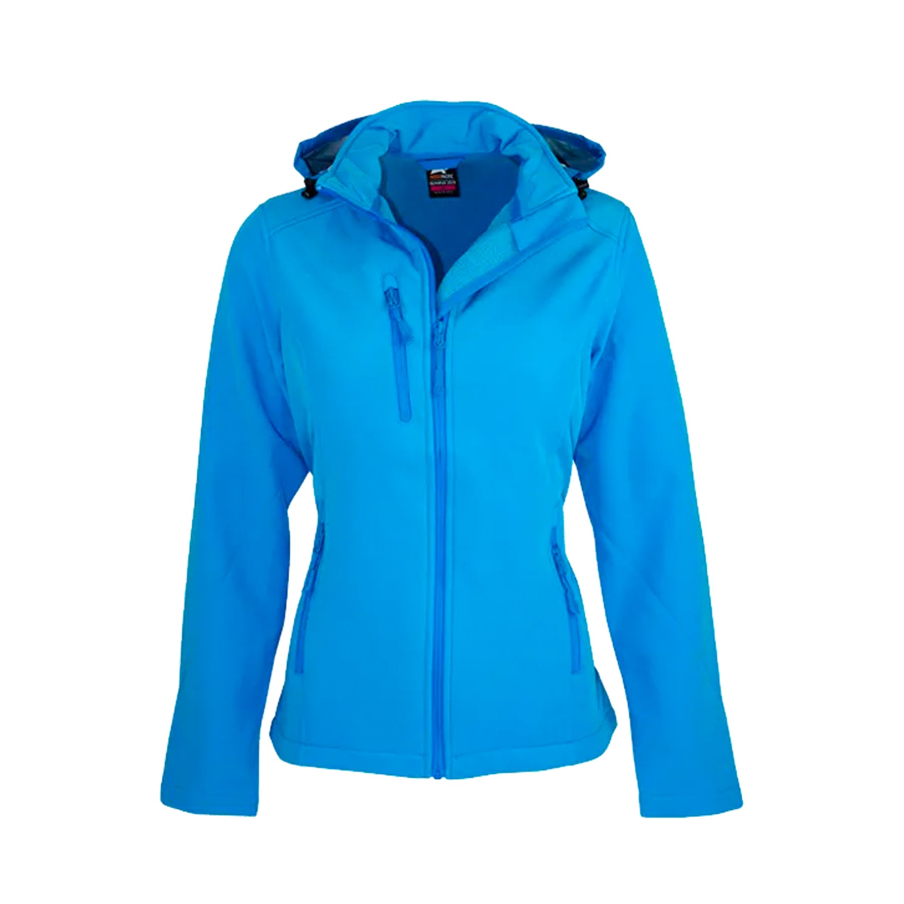 ladies olympus softshell jacket in cyan