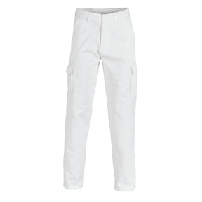 white cotton drill cargo pants
