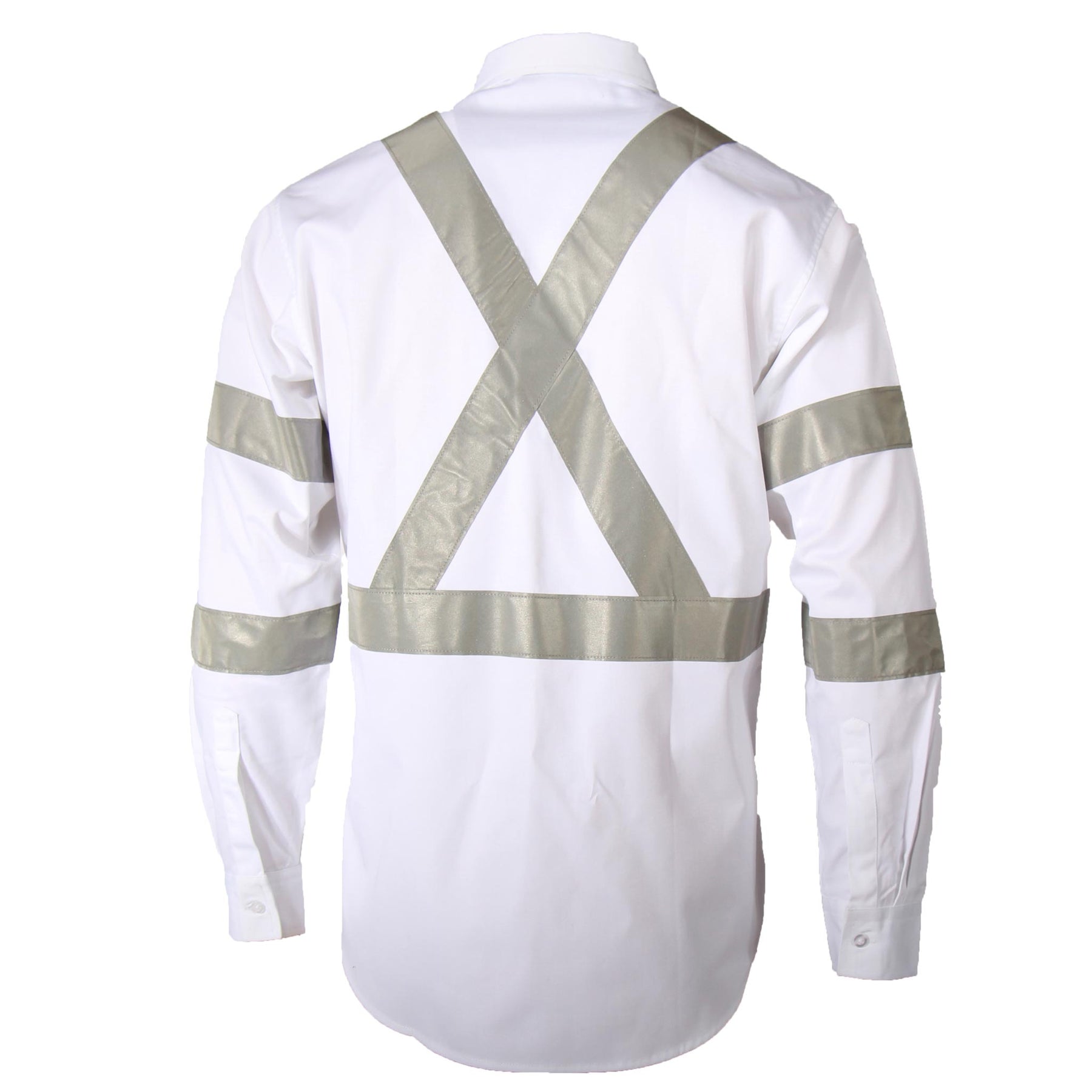 rta night worker white shirt with reflective tape back view