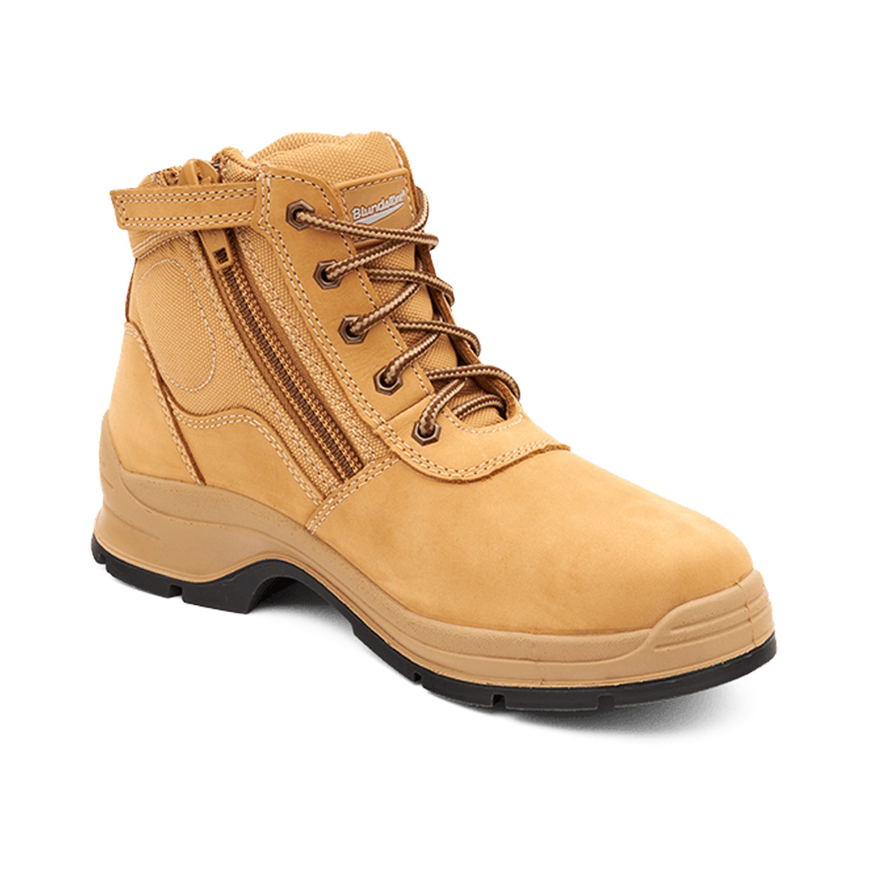 wheat nubuck ankle zip boot