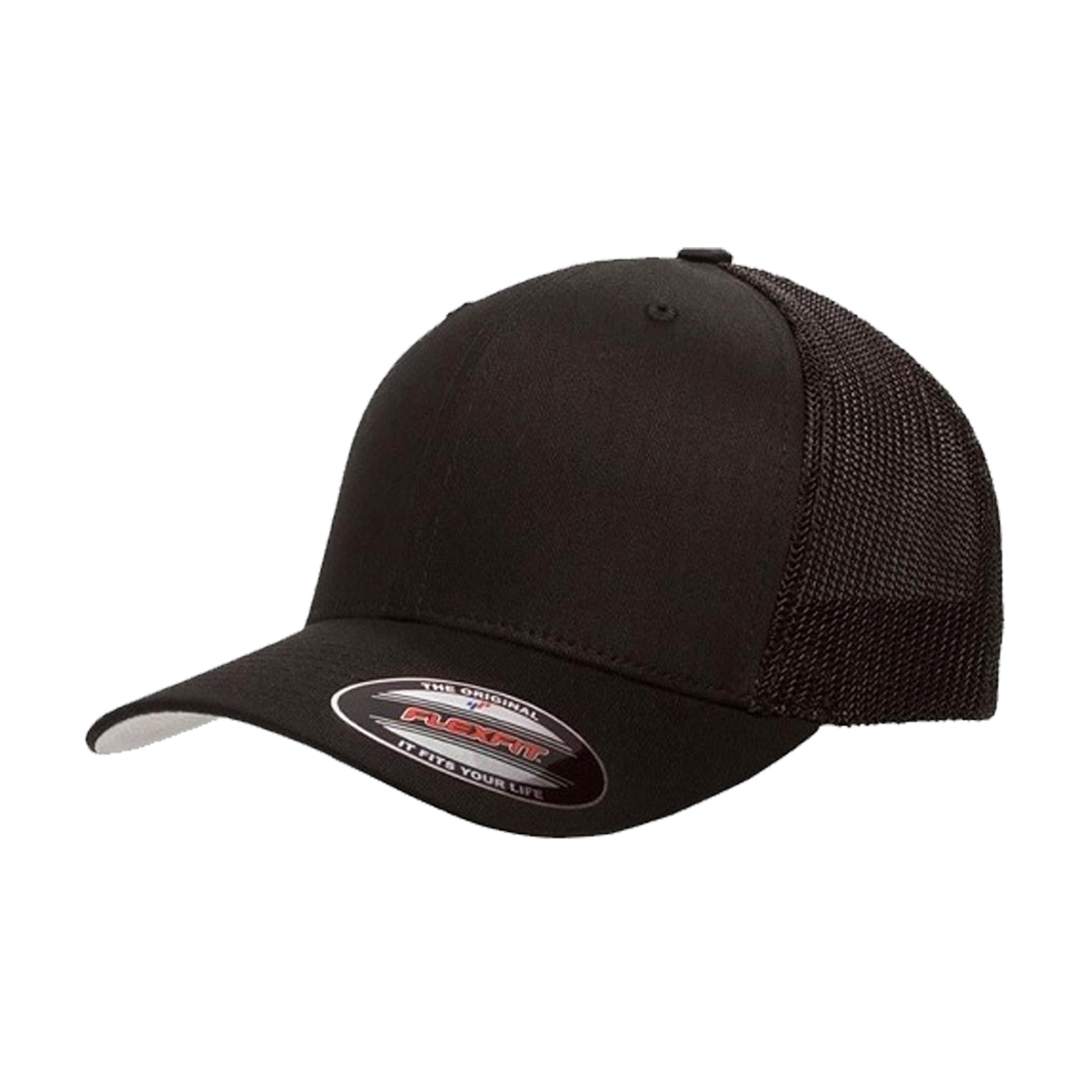 flexfit mesh trucker in black