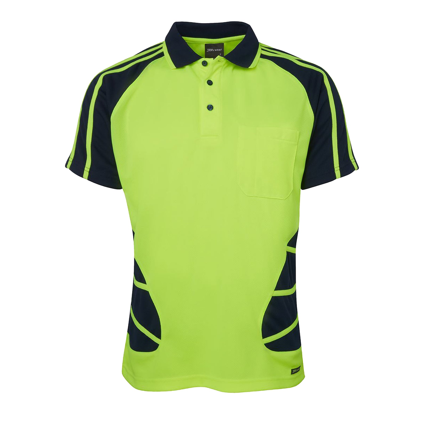 lime navy hi vis short sleeve spider polo