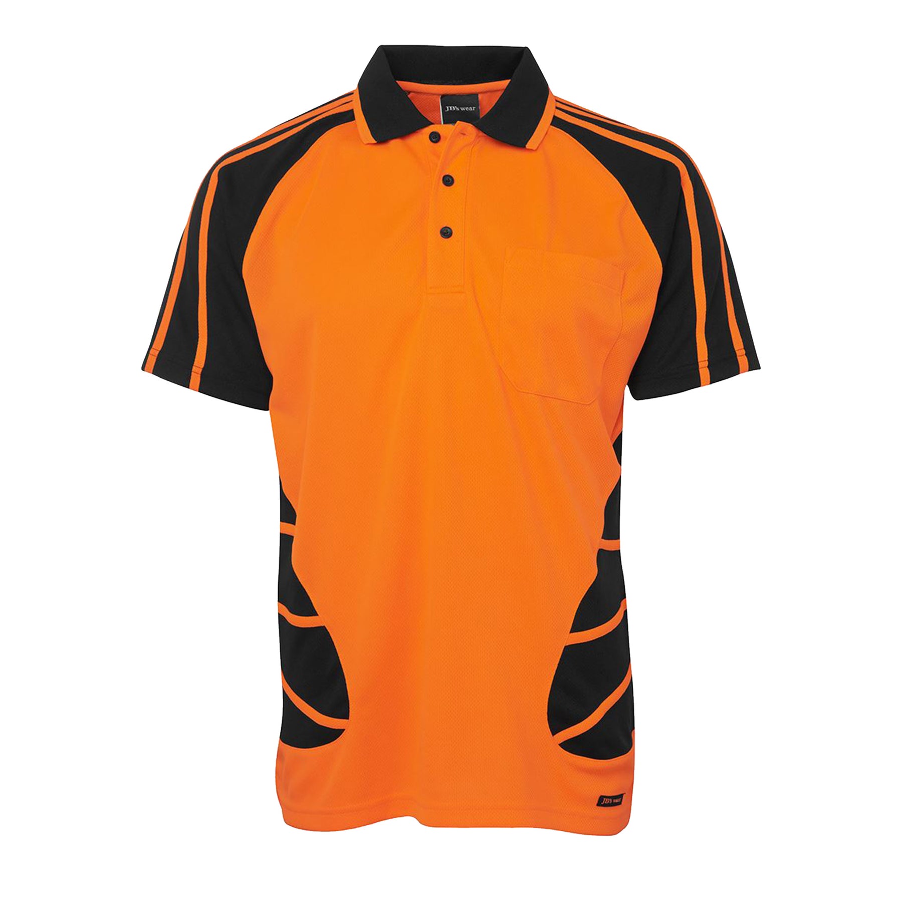 orange black hi vis short sleeve spider polo