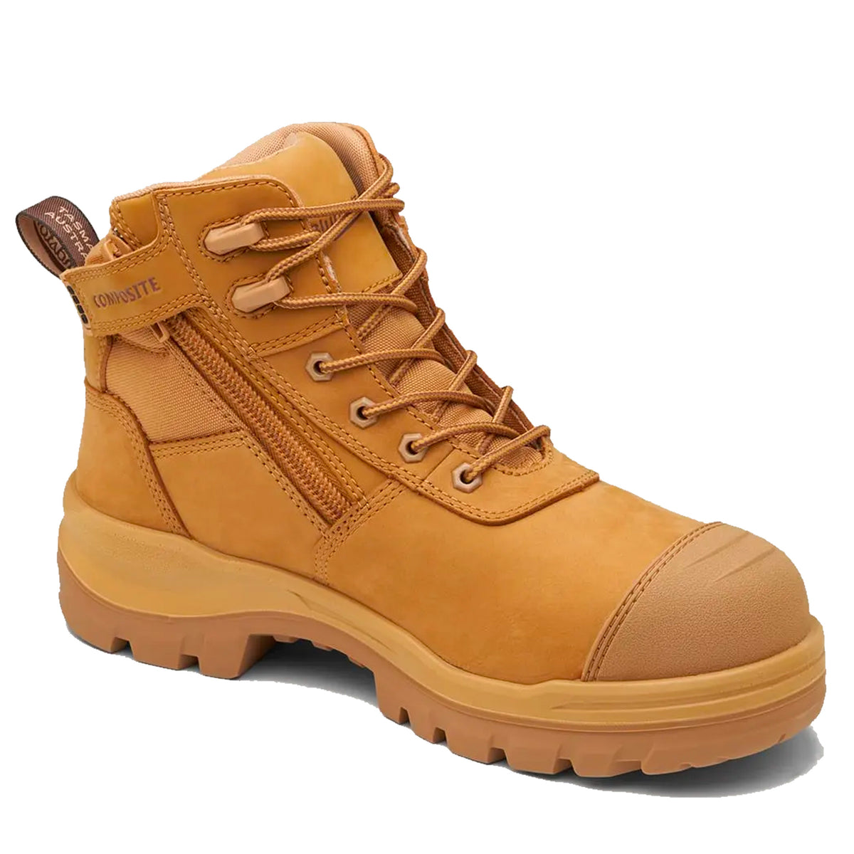 blundstone mid zip side rotoflex work boot in wheat